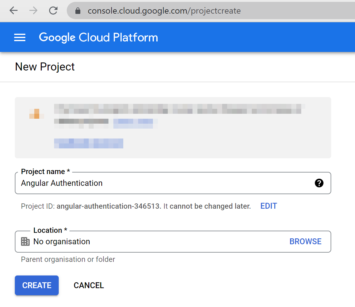 Creating new GCP project
